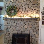 Natural stone fireplace front view